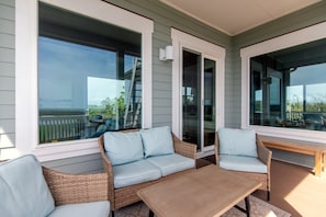 Terrace/patio - Tequila Sunset:Amazing Dog Friendly Home;Ocean Views/Private Dock; Minutes to Beach;Elevator/WiFi (Edisto Island)