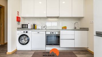 Fridge, microwave, oven, dishwasher