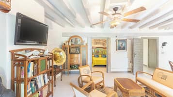 Een televisie en een open haard