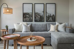 Smart TV, fireplace, stereo