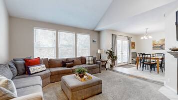 TV, fireplace, foosball