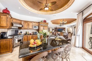 Fridge, microwave, oven, stovetop - Casa Mobula | Cabo Luxury Golf View Villa Rental (Cabo San Lucas)