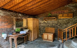 Cabaña Deluxe, balcón, vistas al jardín | Baño