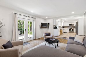 TV, fireplace, offices, computer monitors