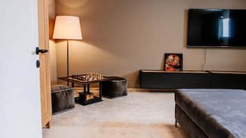 TV, fireplace, video games