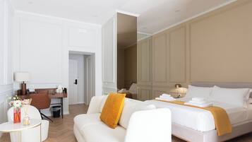 Suíte superluxo, vista para a cidade | 1 quarto, lençóis italianos Frette, roupas de cama premium