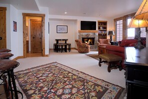 TV, fireplace