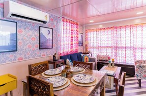 Dining - Pinterest inspired, tiny home, 2 ensuite bedroom, 1 living room/kitchen and lawn (Udaipur)