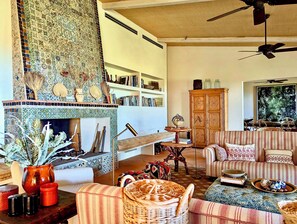 电视、壁炉、电子游戏、DVD 播放器