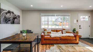 TV, fireplace, video-game console, books