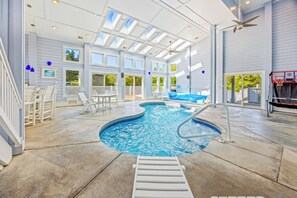 Indoor pool, outdoor pool - Soundfront Home w/ Indoor Pool, Hot Tub, Elevator, Game Room, Tiki Bar, Theater (Avon)