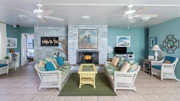 Smart TV, DVD player, books, video library