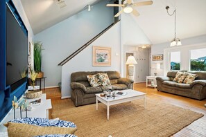 TV - Sunkissed: Comfy Cottage with Ocean Views and Close Beach Access (Oak Island)