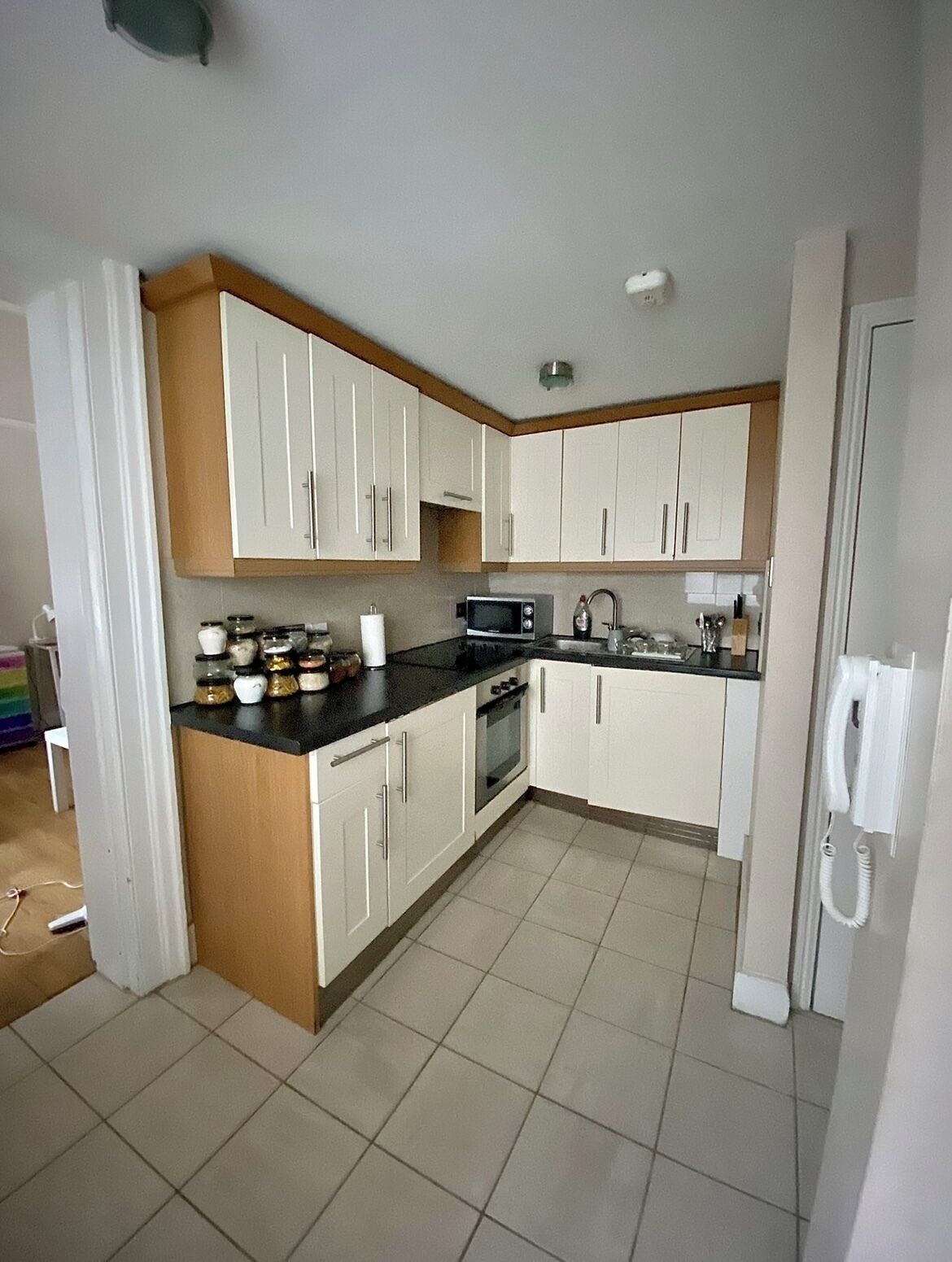 Fridge, microwave, oven, electric kettle