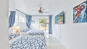 4 soveværelser, skrivebord, strygejern/strygebræt, weekendseng