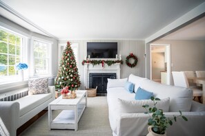 Fernseher, Kamin, Bücher