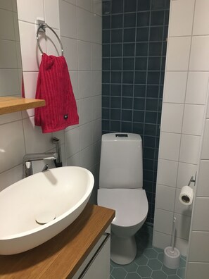 Sèche-cheveux, serviettes fournies, savon, papier toilette