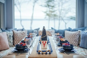 Dining - ⭐NEW⭐ Stunning Beachfront Living w/ Gameroom & Firepit Near Acadia  (Gouldsboro)