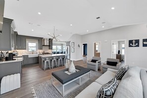 Smart TV, fireplace, table football, stereo - Waterfront Mantoloking Home with Private Dock w/Pool very close to Ocean Beach  (Mantoloking)