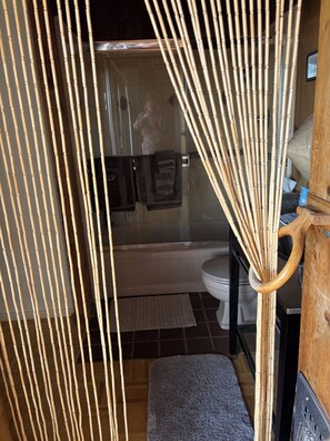 Eco-friendly toiletries, hair dryer, towels, soap