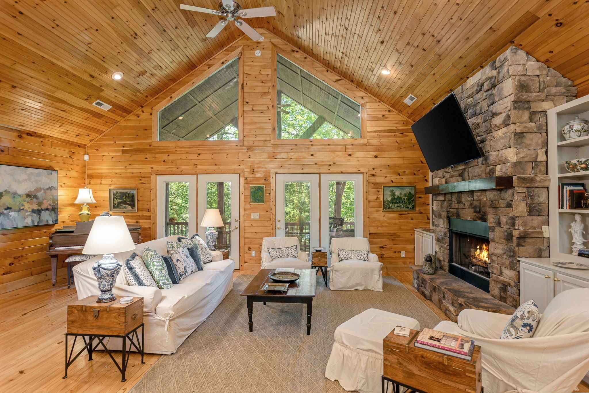 Smart TV, fireplace, table tennis, books