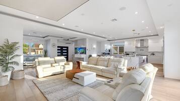 Smart TV, fireplace, video games, computer monitors