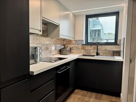 City Apartment | Private kitchen | Coffee/tea maker, electric kettle, eco-friendly cleaning products