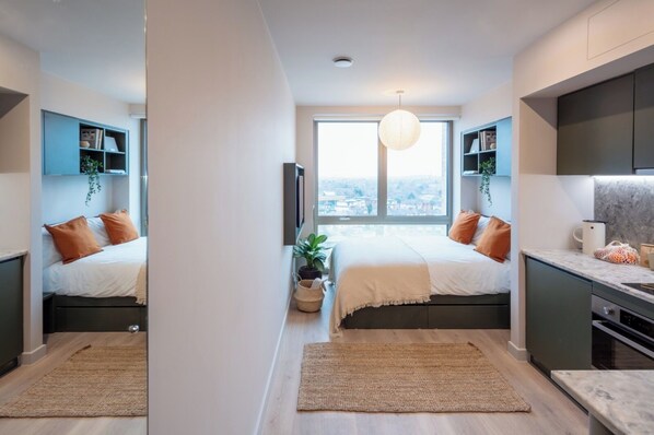 1 غرفة نوم وواي فاي وملاءات أسرّة