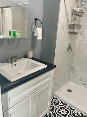 Hair dryer, towels, soap, shampoo - Cozy studio in delightful Tampa with AC, WiFi (Tampa)