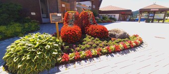 Comfortable lodge by the lake with a tile stove and a terrace with valley view