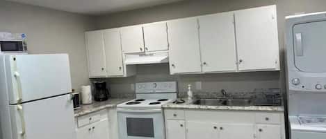 Fridge, dining tables