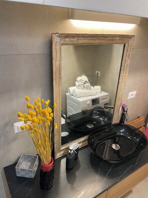 Shower, hair dryer, bidet, soap