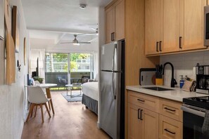 Fridge, microwave, oven, stovetop - Remodeled Ground floor studio AC across from beach (Kihei)