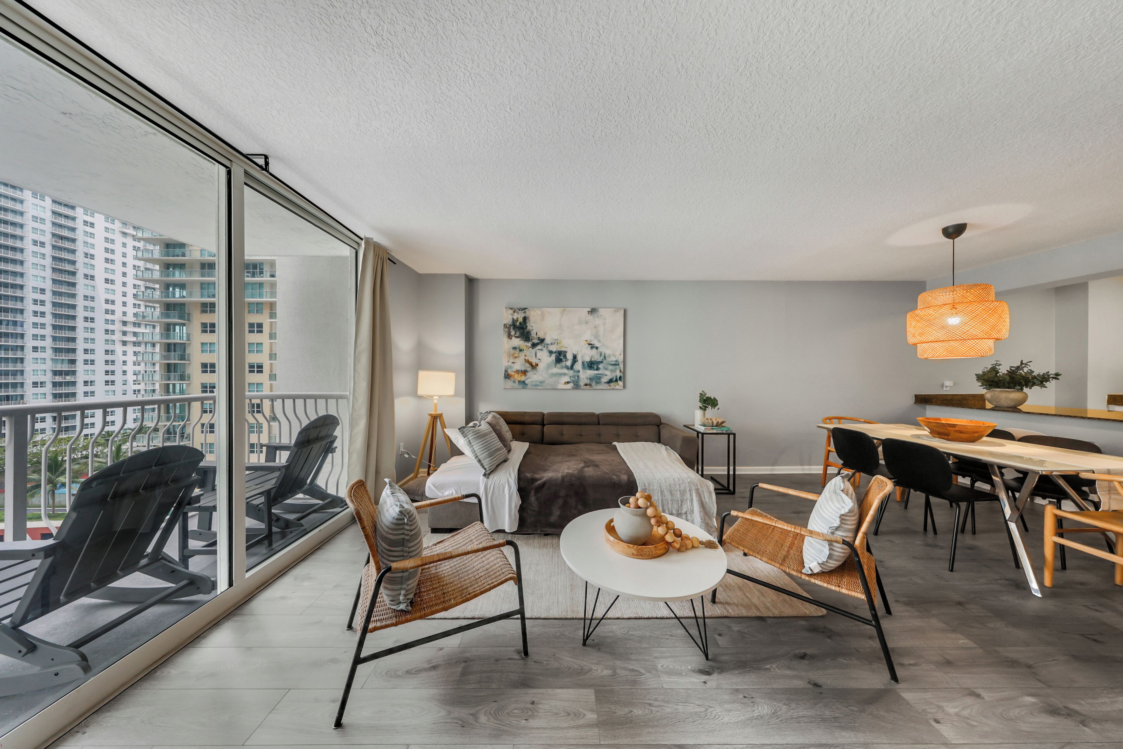 Condo, 1 Bedroom, Partial Ocean View | Living area | 50-inch Smart TV with cable channels, foosball