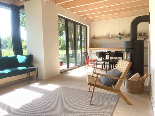 Bright vacation home on Lake Zenssee with fireplace and terrace  