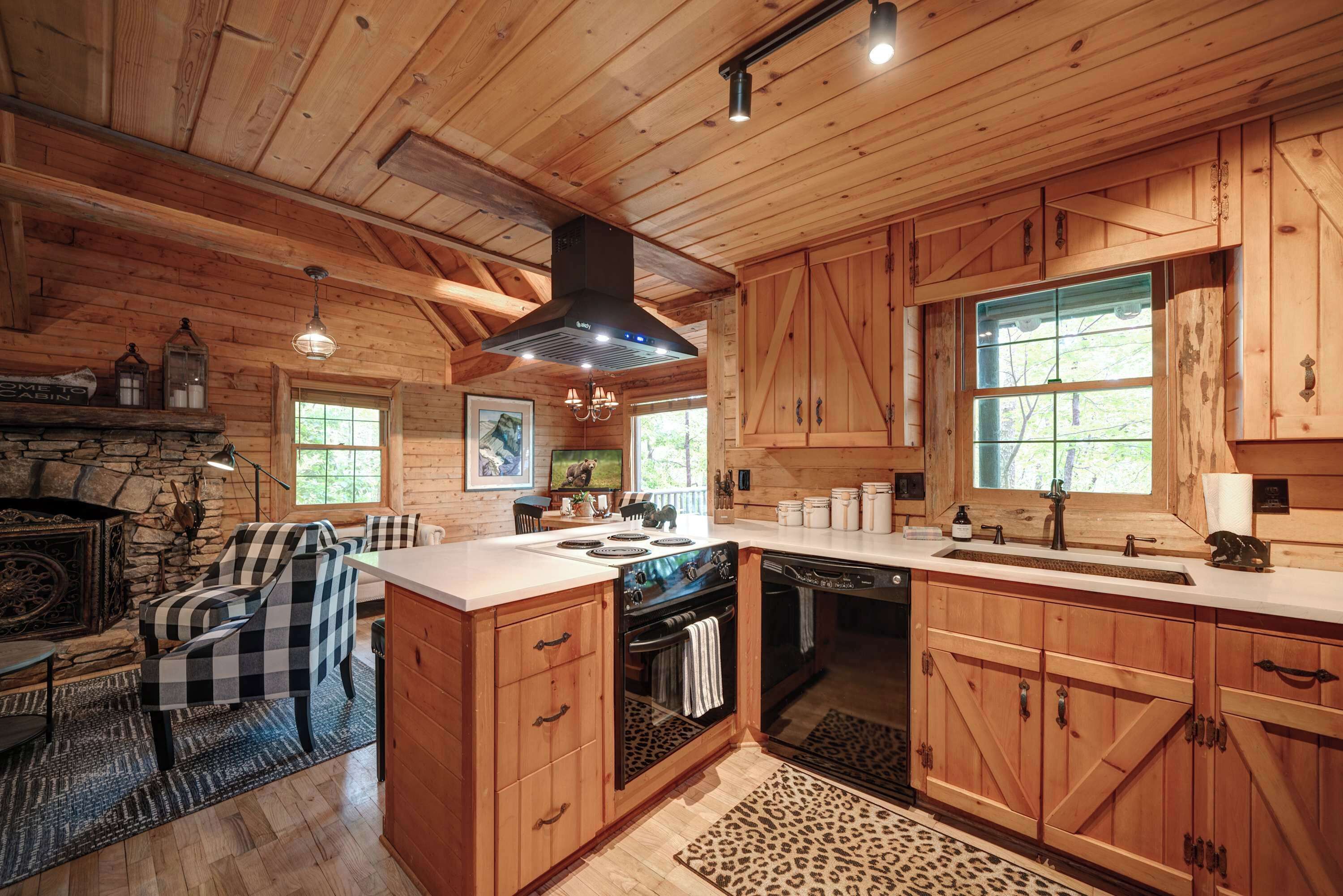Cabin, 2 Double Beds, Patio, Mountain View (The Guest House) | Private kitchen | Stovetop, coffee/tea maker