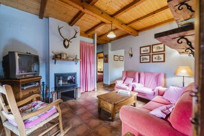 TV, fireplace, DVD player - Rural House 'El Colono' with Mountain Views and Private Garden (Castrejón de la Peña)