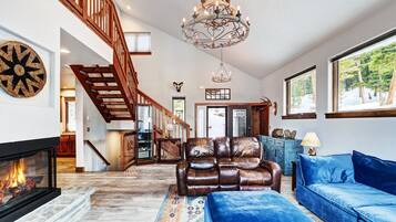 Smart TV, fireplace, DVD player, printers