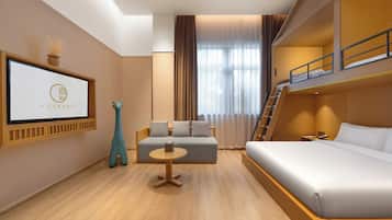 Family Room with Three Beds | Living area