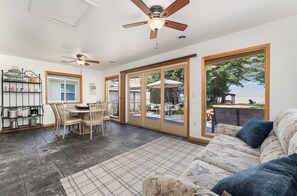 Smart TV, fireplace - Higgins Lake Private Beachfront Home w/Dock, Boat Mooring, Sunset & Sunrise View (Roscommon)