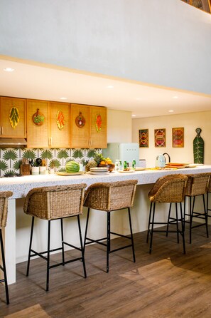 Luxury Villa, Pool View | Shared kitchen | Full-size fridge, microwave, dishwasher, espresso maker