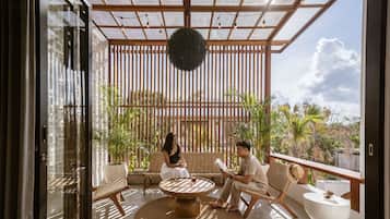 Villa, 2 Bedrooms, Pool View | Living area | 55-inch TV with cable channels