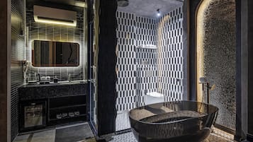 Exclusive Double Room | Bathroom | Designer toiletries, hair dryer, slippers, bidet