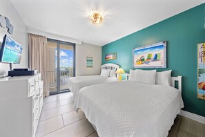 Comfort Daire, 3 Yatak Odası, Balkon, Plaj Manzaralı | 3 yatak odası, ayrı ayrı dekore edilmiş, ayrı ayrı döşenmiş 