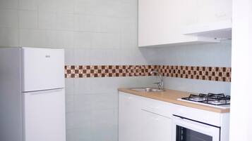 Fridge, oven, stovetop, coffee/tea maker