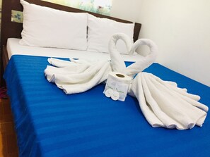 Hypo-allergenic bedding, desk, laptop workspace, free WiFi