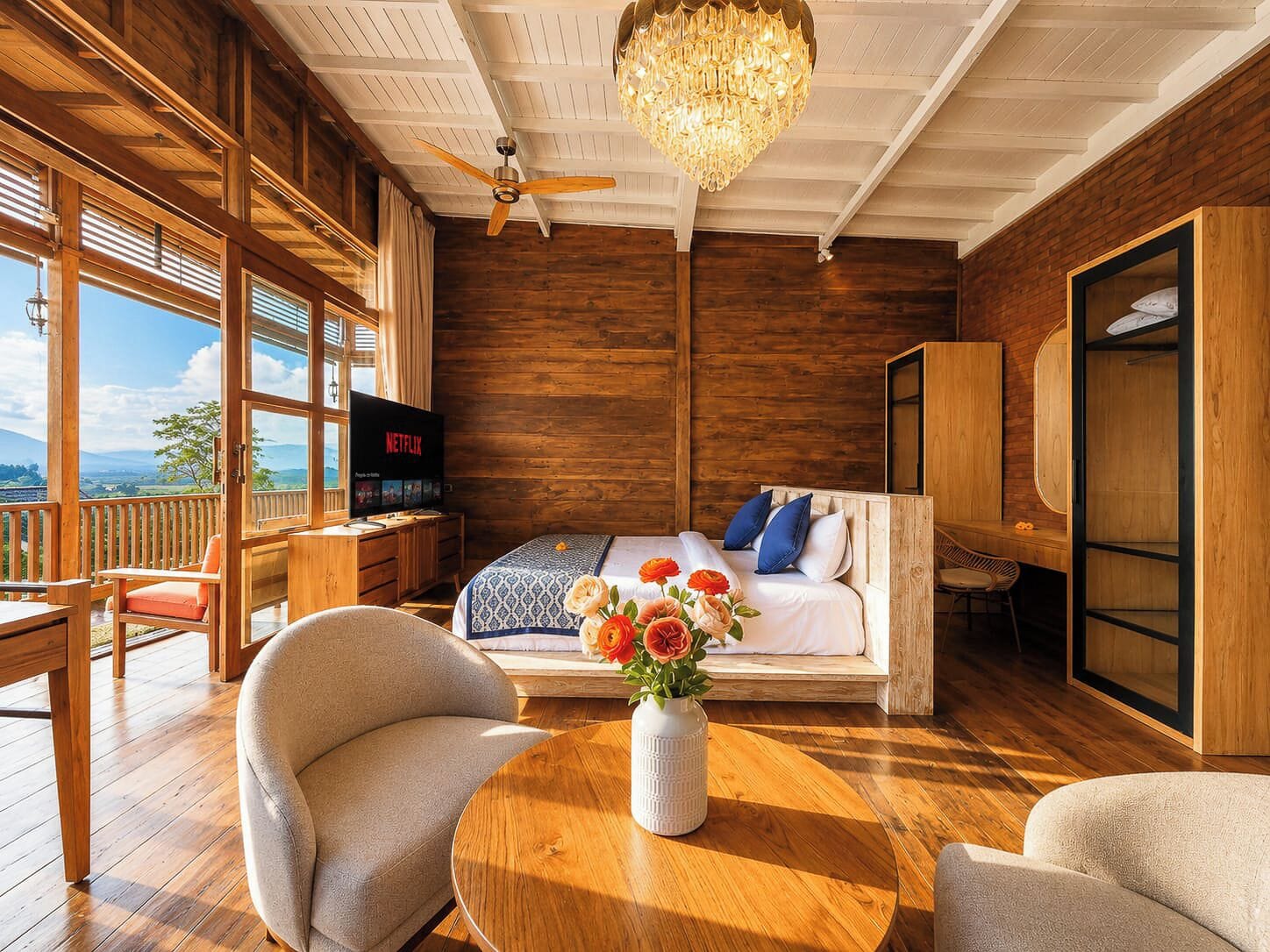 Villa Panoramique, 4 chambres, vue montagne | Bureau, draps fournis