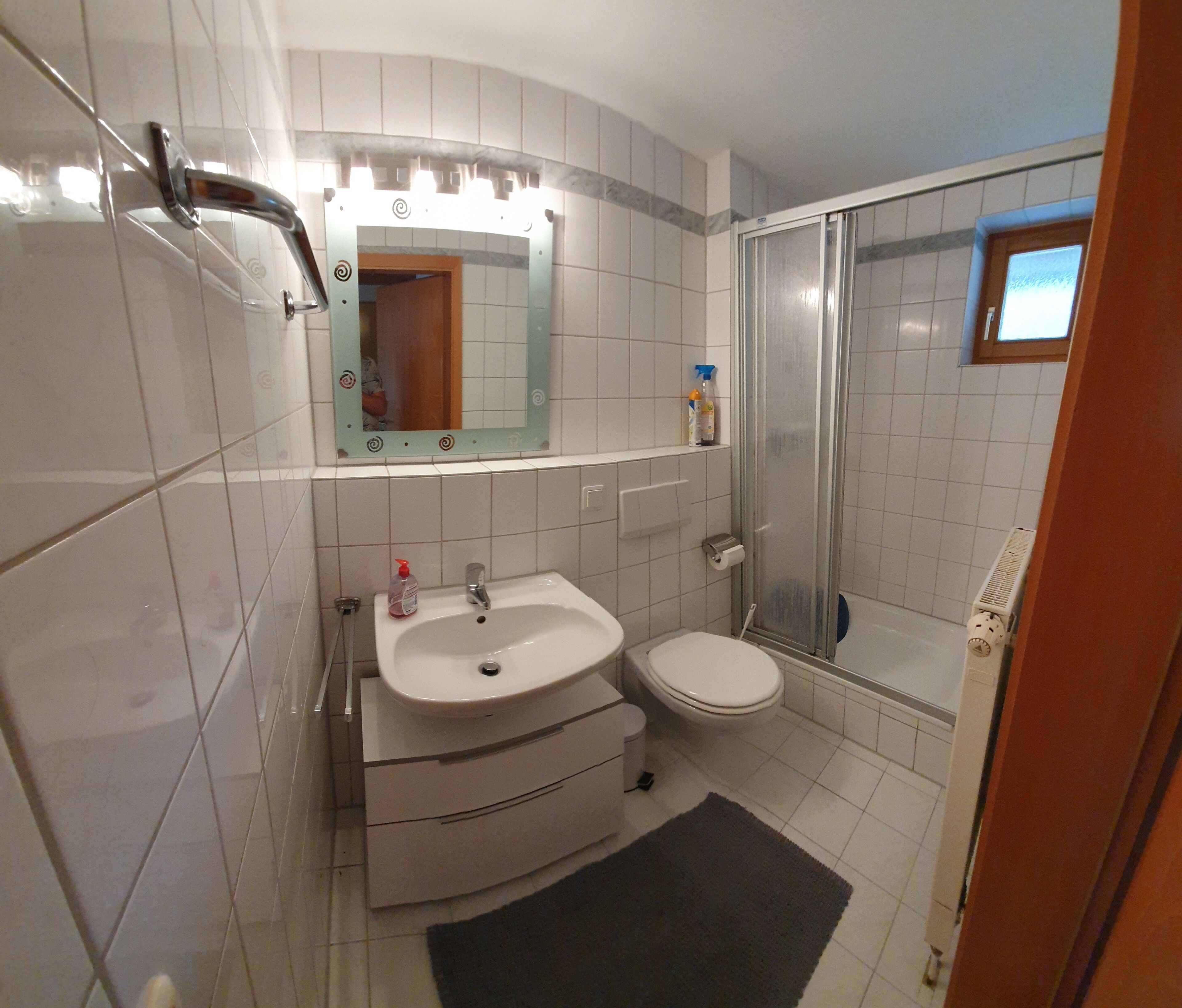 Hair dryer, soap, toilet paper