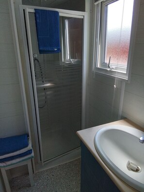 Dusche, Handtücher, Seife, Toilettenpapier