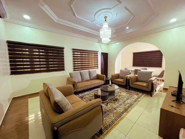 Living area - Terrific Budget Friendly 2-bed apartment with WiFi, AC Midcity in Abuja (Abuja)